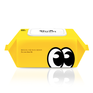청담도리 일반형 노랑이 캡형 물티슈 100매 10팩(1box)