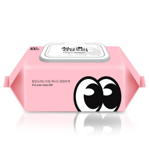 청담도리 베이직플러스 분홍이 캡형 물티슈 80매 10팩(1box)